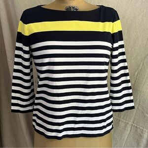 CHAPS Striped Boatneck 3/4 Sleeve Top